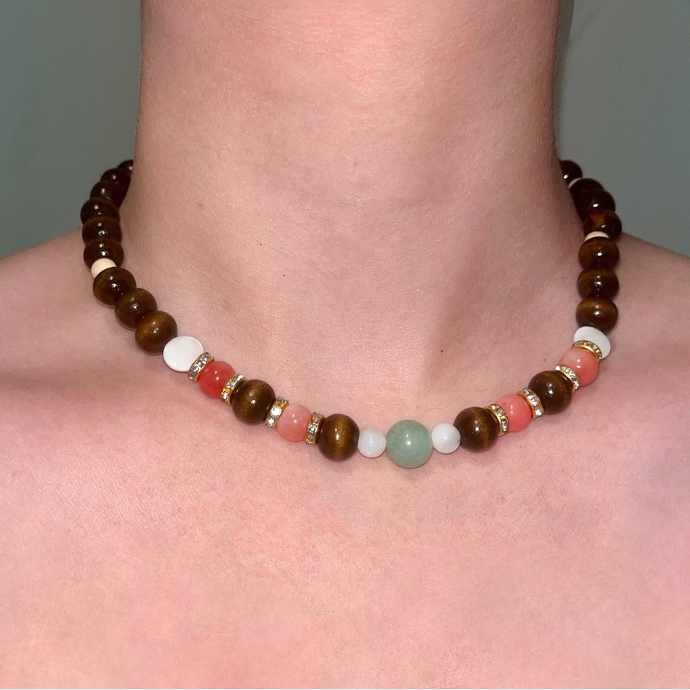 Coral Reef 🪸 Natural Jade & Wood Necklace